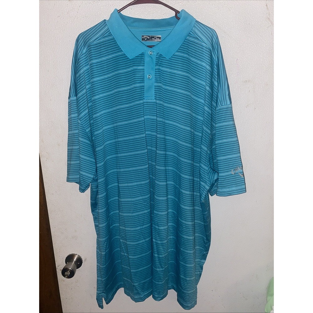 Callaway Men's Golf Polo Blue Black White Striped 4XLT